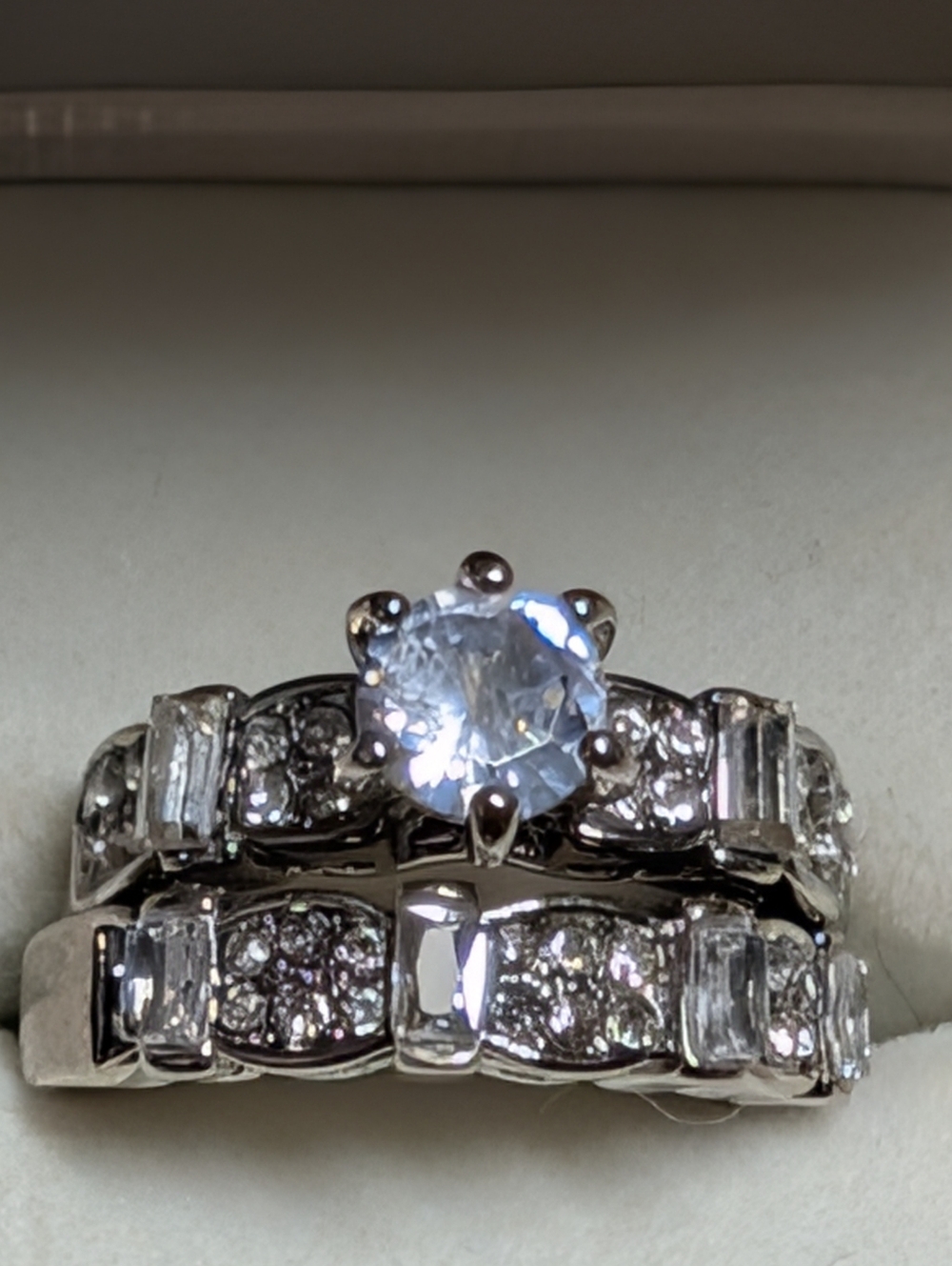 Diamond Simulant Wedding Ring Set